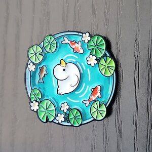 Duck in Koi Pond Enamel Pin